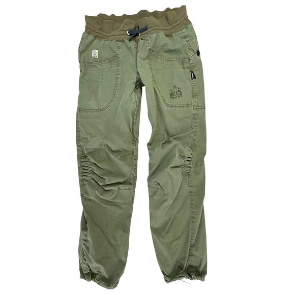Maloja Babinam.M Cotton Blend Pull On Hiking Jogger Pants Size Medium Green Star - Picture 1 of 16
